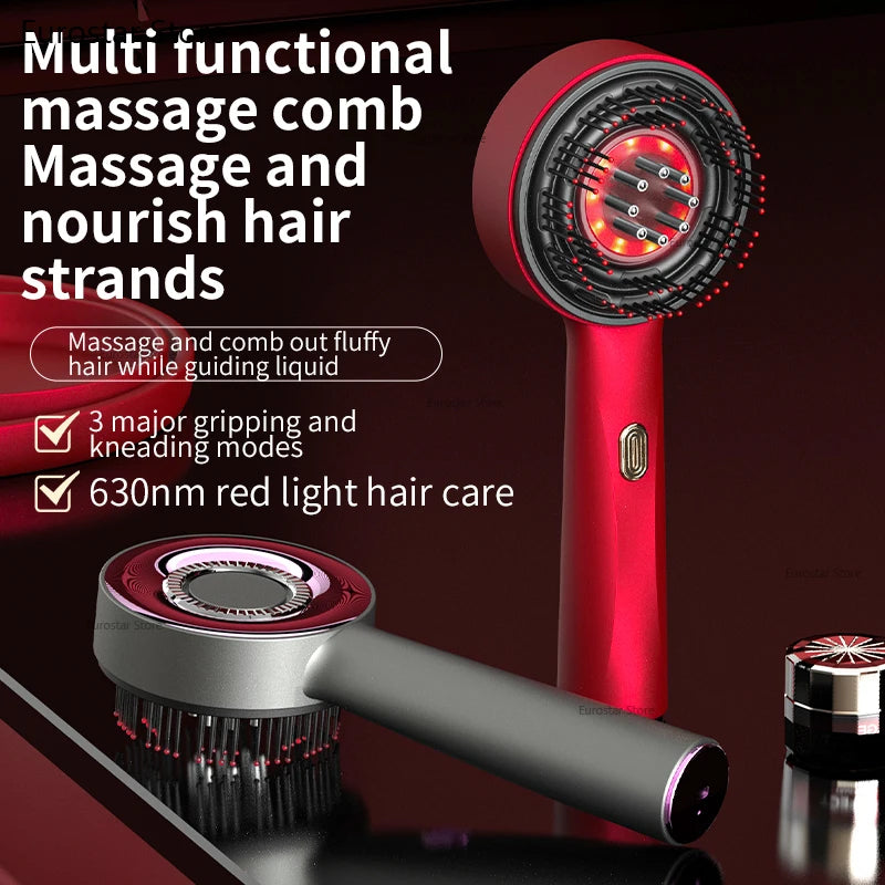 Electric Vibration Massage Comb Red Light Therapy Hair Growth Massage Scalp Brush Anti Hair Loss Liquid Oil Applicator Hair Care