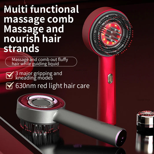 Electric Vibration Massage Comb Red Light Therapy Hair Growth Massage Scalp Brush Anti Hair Loss Liquid Oil Applicator Hair Care